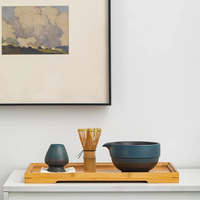 Artisan Matcha Bowl Collection with Spout and Bamboo Whisk
