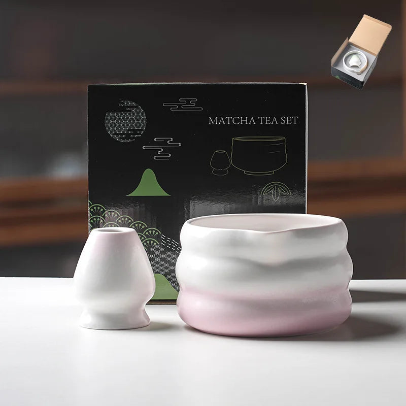 Elegant Ceramic Matcha Bowl Set with Convenient Spout