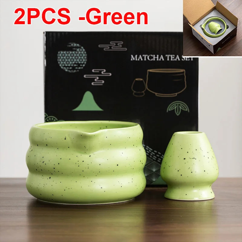 Elegant Ceramic Matcha Bowl Set with Convenient Spout