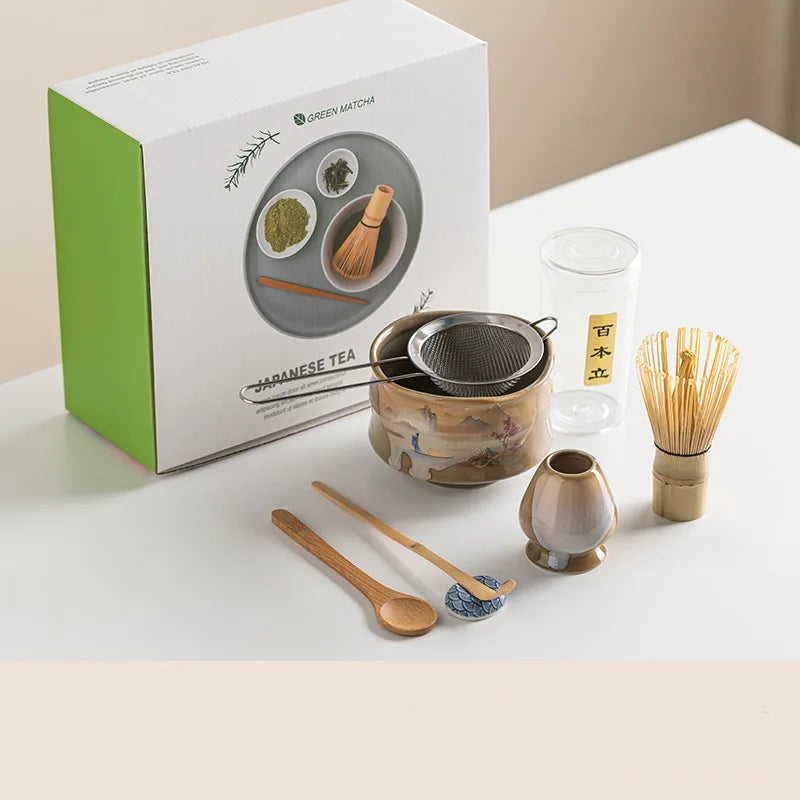 Elegant Vintage Matcha Tea Set | Complete 7-Piece Collection