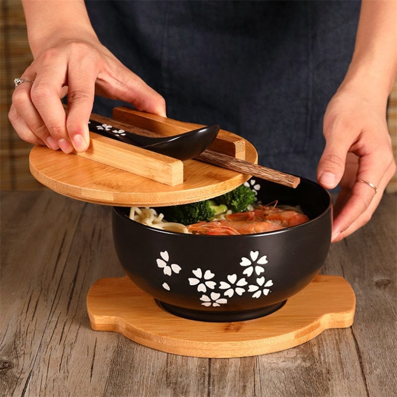 Elegant Noodle Serving Set with Wooden Tray and Accessories