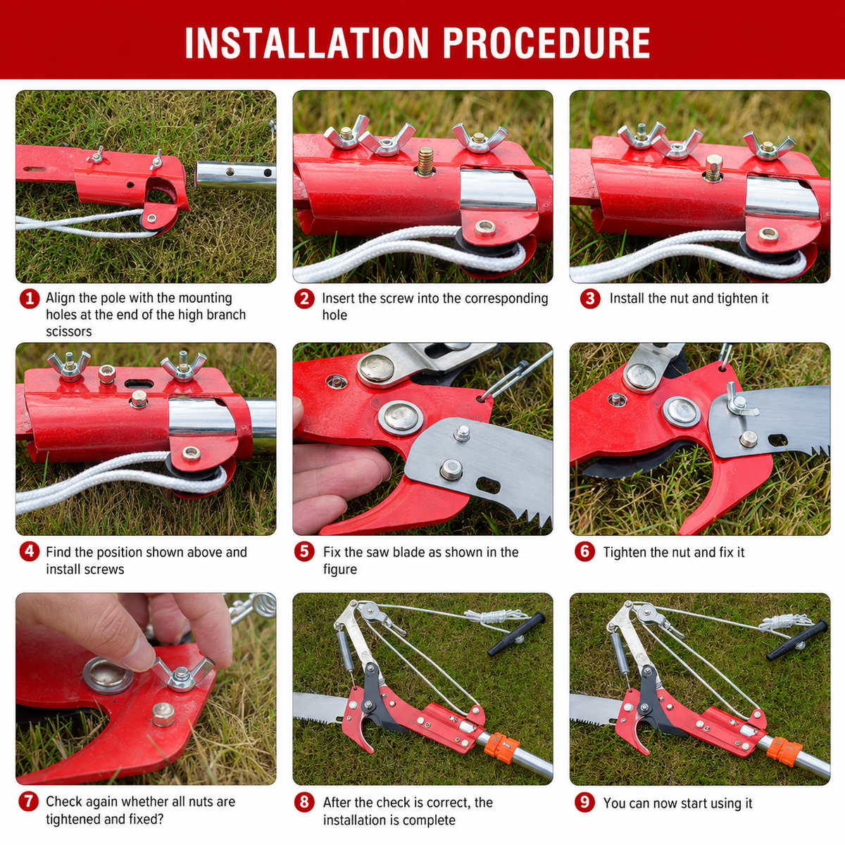 GardenMaster Elite - Adjustable Tree Pruner with Steel Blade & Dual Pulley System