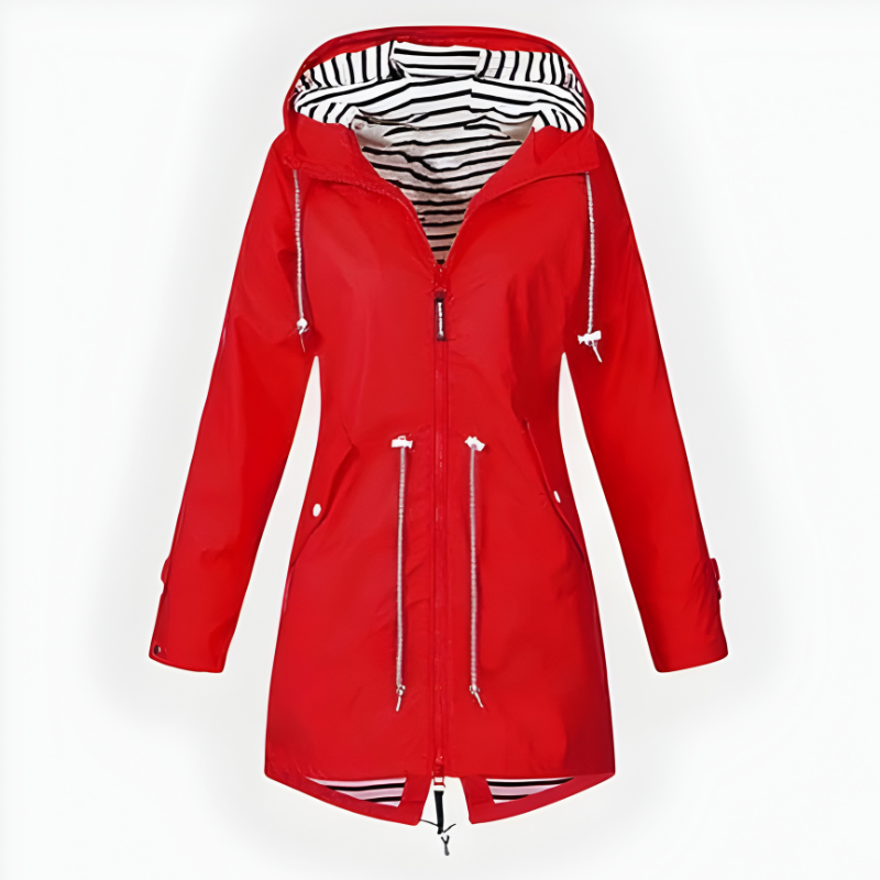 Elegant Women's Rain Jacket with Adjustable Hood for All-Weather Wear