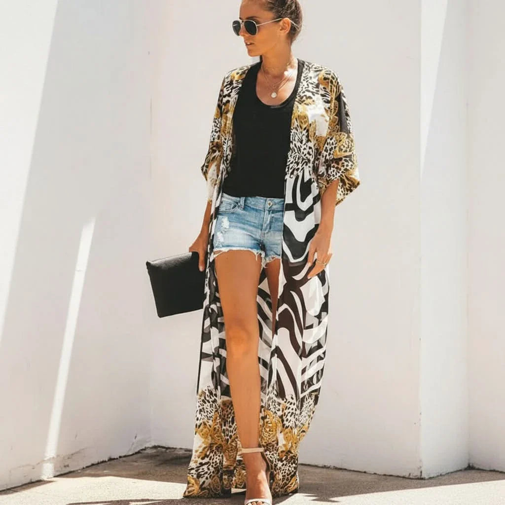Breezy Elegance – Lightweight Chiffon Kimono for Summer Fun