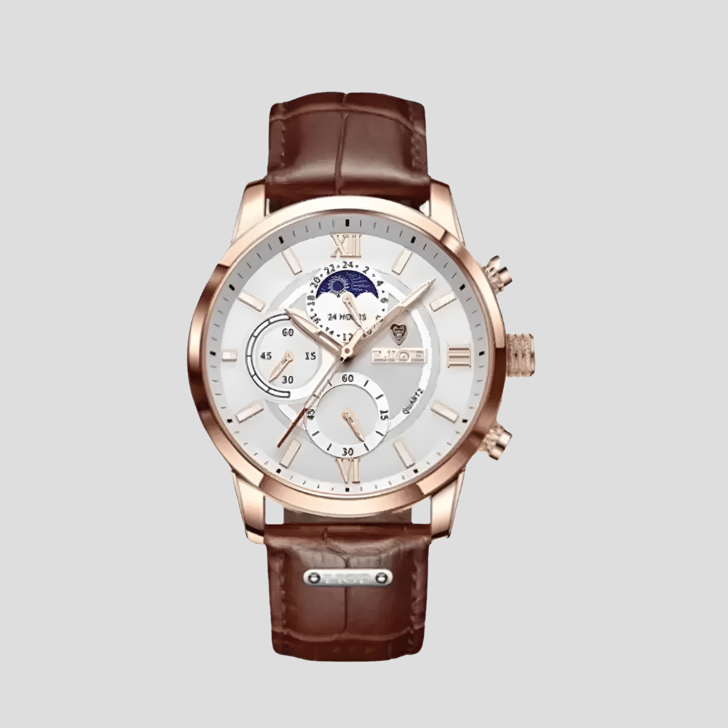 Elegant Men's Timepiece with Lunar Phase Display