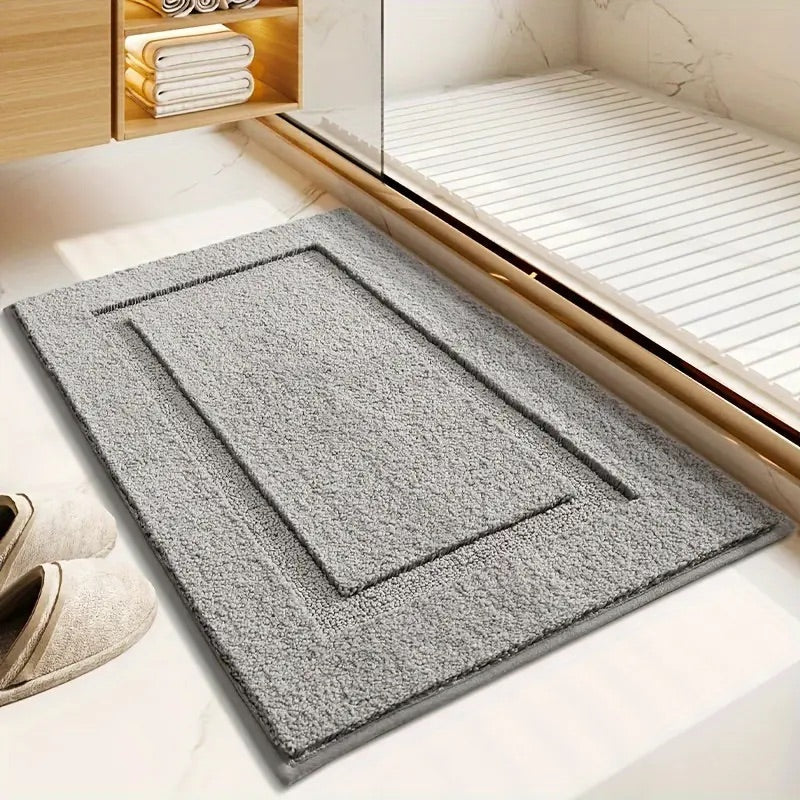Quick-Dry Non-Slip Bath Mat with Stylish Border Design