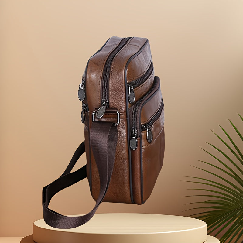 Elegant Everyday Leather Satchel | Genuine Cowhide with Customizable Strap