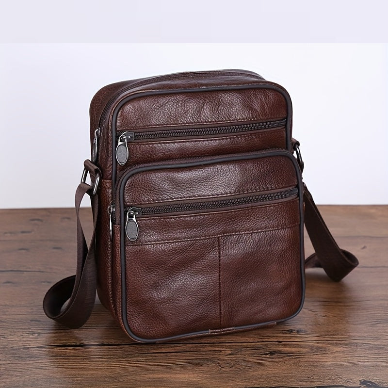 Elegant Everyday Leather Satchel | Genuine Cowhide with Customizable Strap