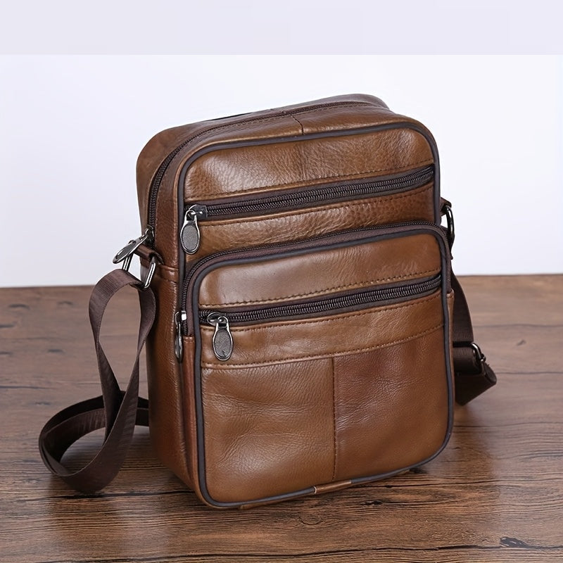 Elegant Everyday Leather Satchel | Genuine Cowhide with Customizable Strap