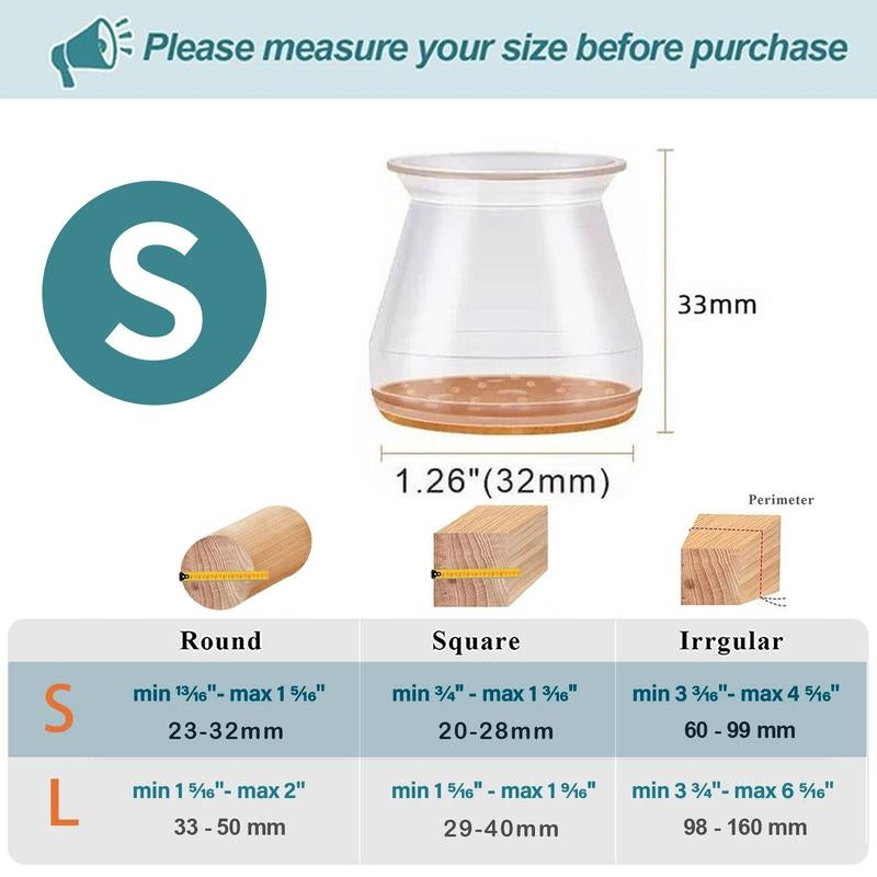 Transparent Chair Leg Protectors with Durable Felt Pads