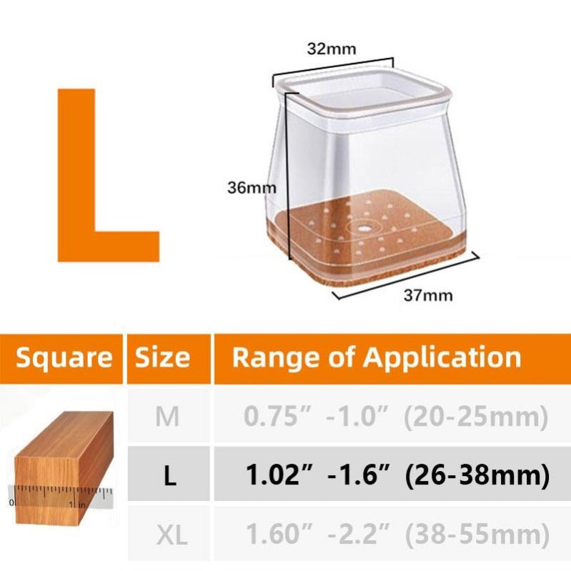 Transparent Chair Leg Protectors with Durable Felt Pads