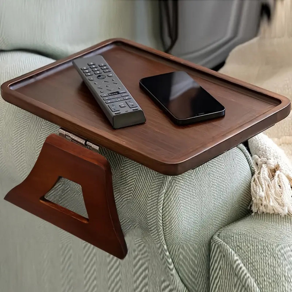 Versatile Clip-On Arm Tray for Sofas, Elegant Bamboo Design