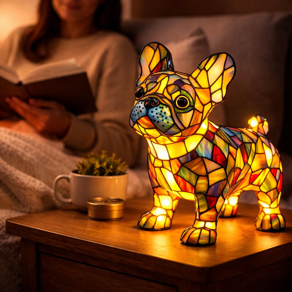 Charming Canine Glass Lamp with Soft LED Illumination
