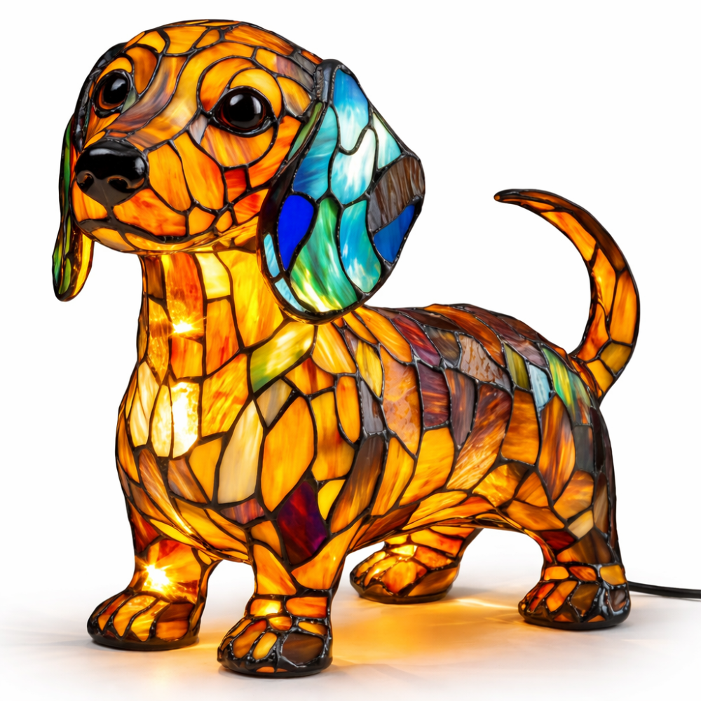 Charming Canine Glass Lamp with Soft LED Illumination