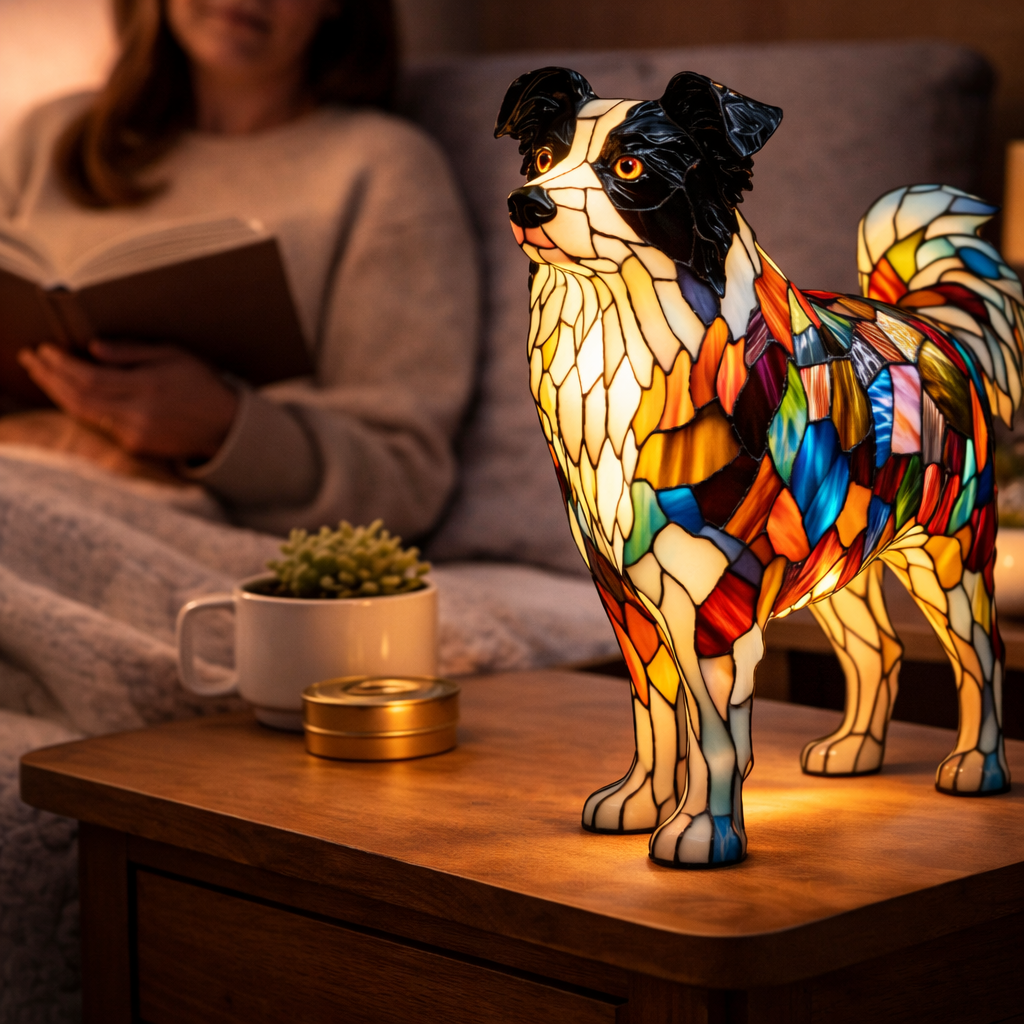 Charming Canine Glass Lamp with Soft LED Illumination