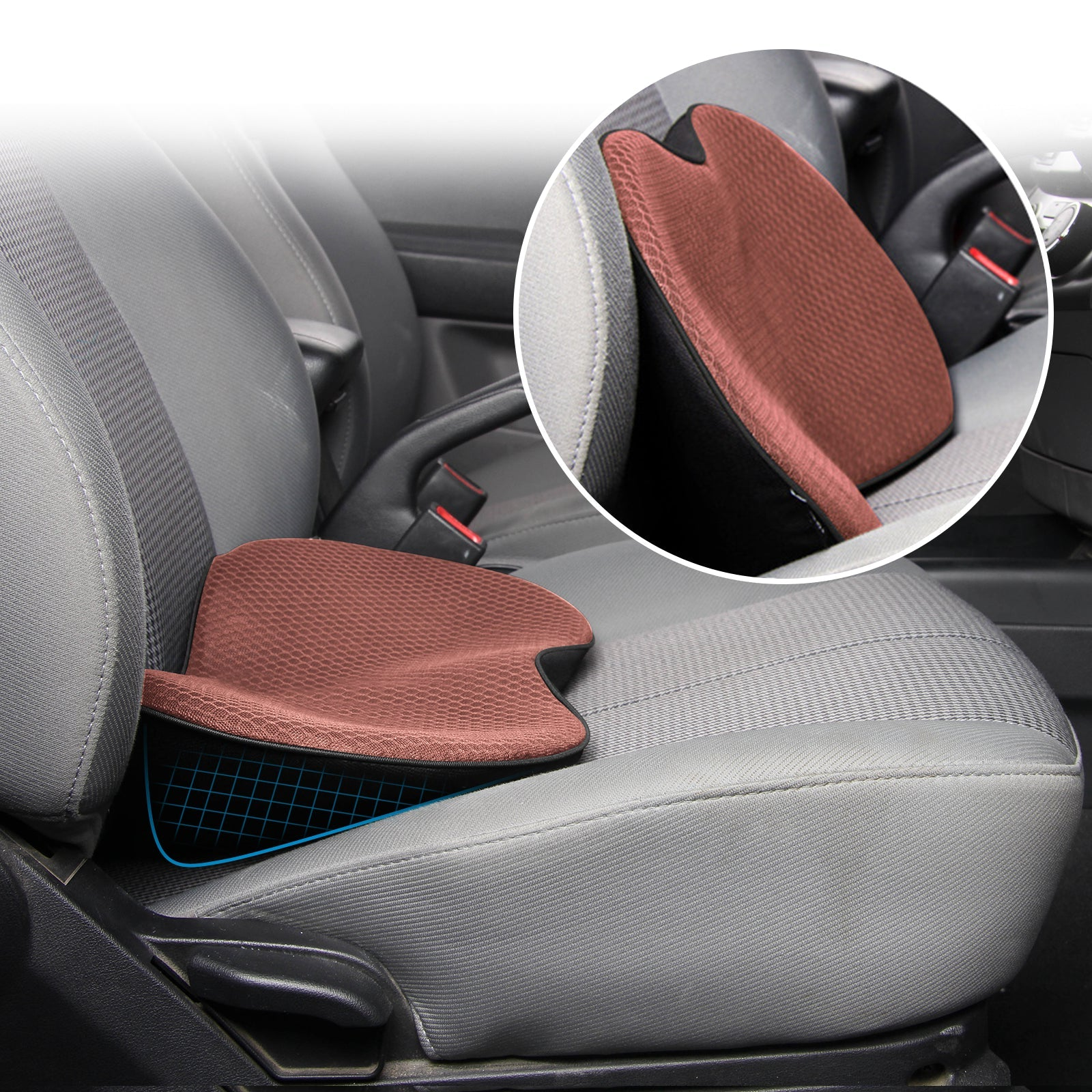 DriveEase - Ergonomic Memory Foam Seat Cushion with Lumbar Support