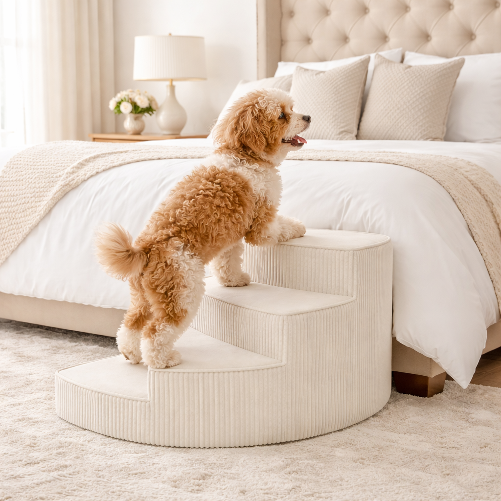 PawEase | Ergonomic Pet Steps with Secure Grip Foam | Ideal for Cozy Spaces