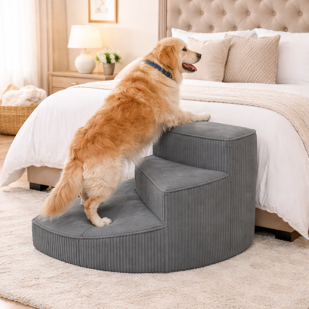 PawEase | Ergonomic Pet Steps with Secure Grip Foam | Ideal for Cozy Spaces