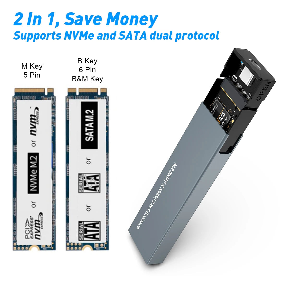 Sleek External SSD Adapter with Ultra-Fast 10Gbps Transfer Rate