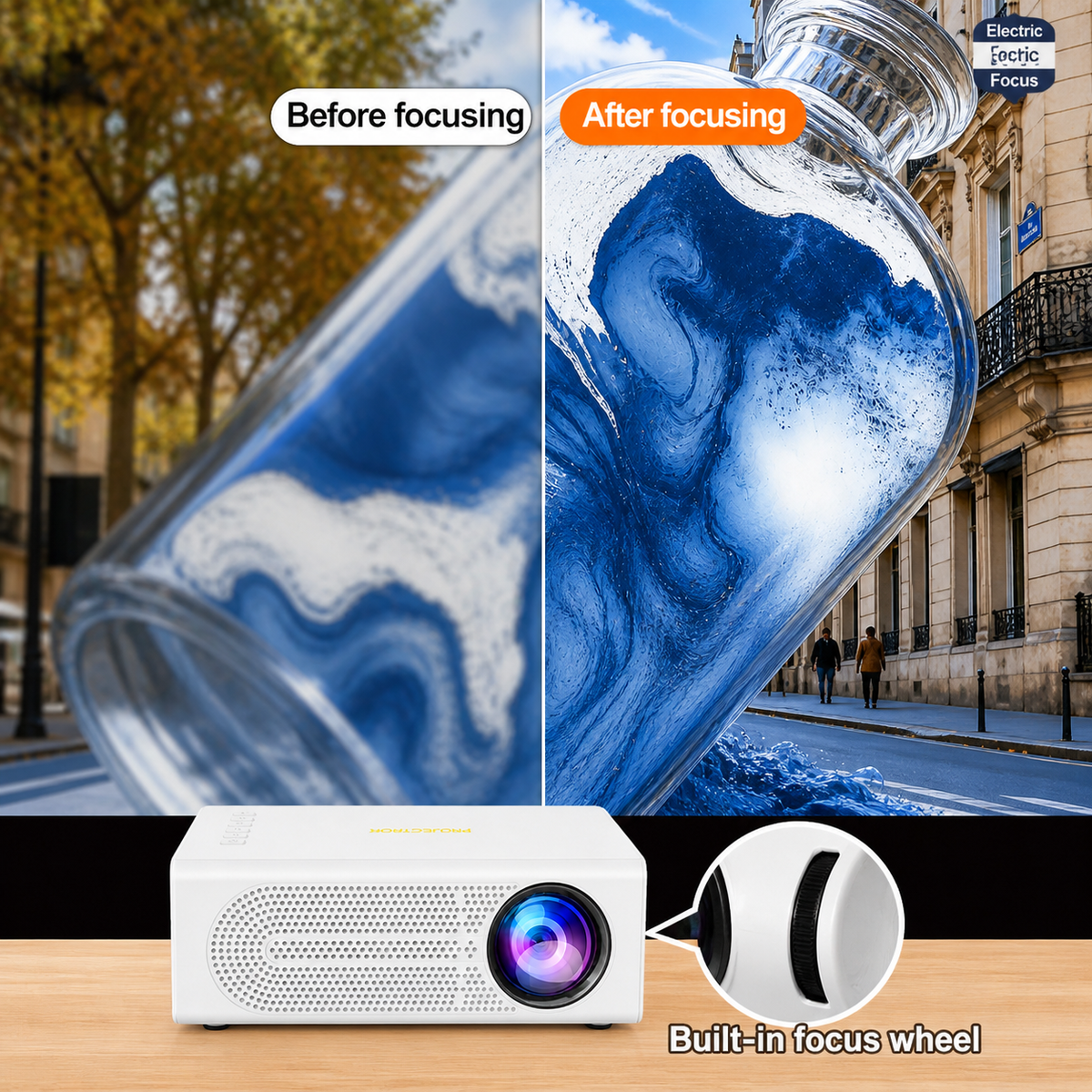 Portable HD Projector | Mini 1080P Projector for Movies & Gaming