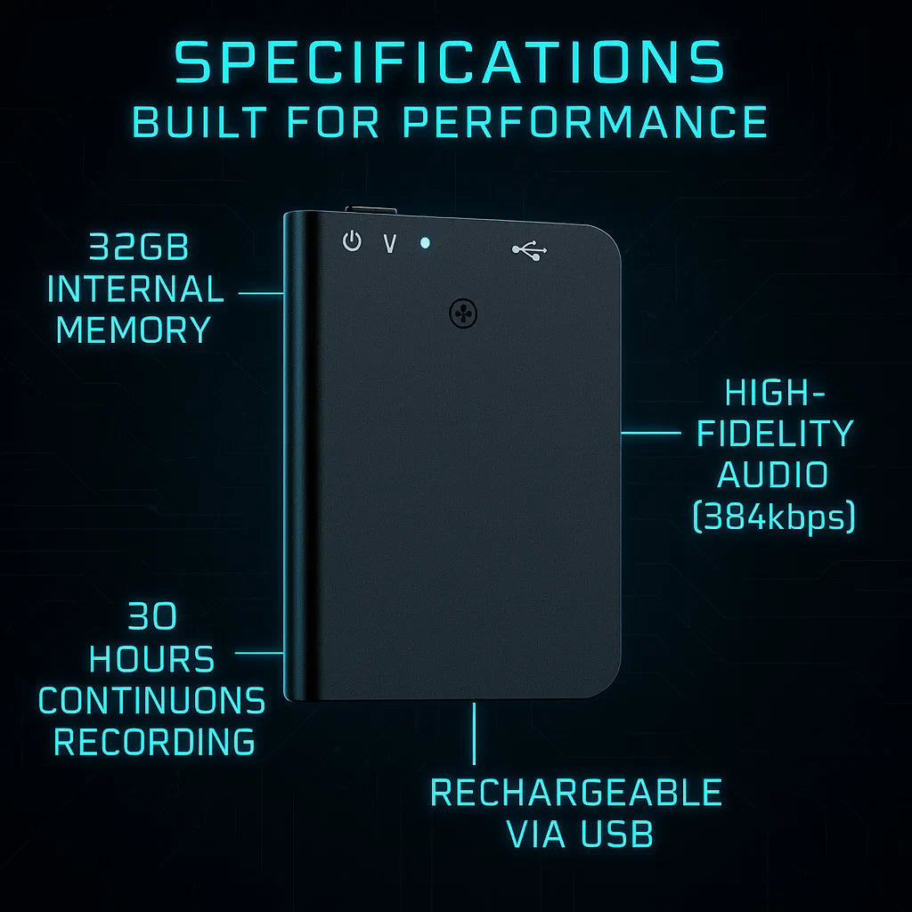 Pocket-Sized Audio Recorder | Smart Voice Activation & Sleek Design