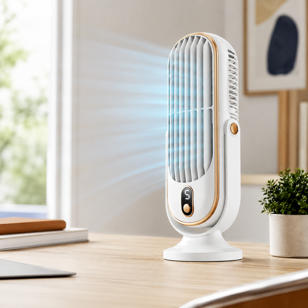 Portable USB Fan - Battery-Powered Cooling Solution for Home & Office
