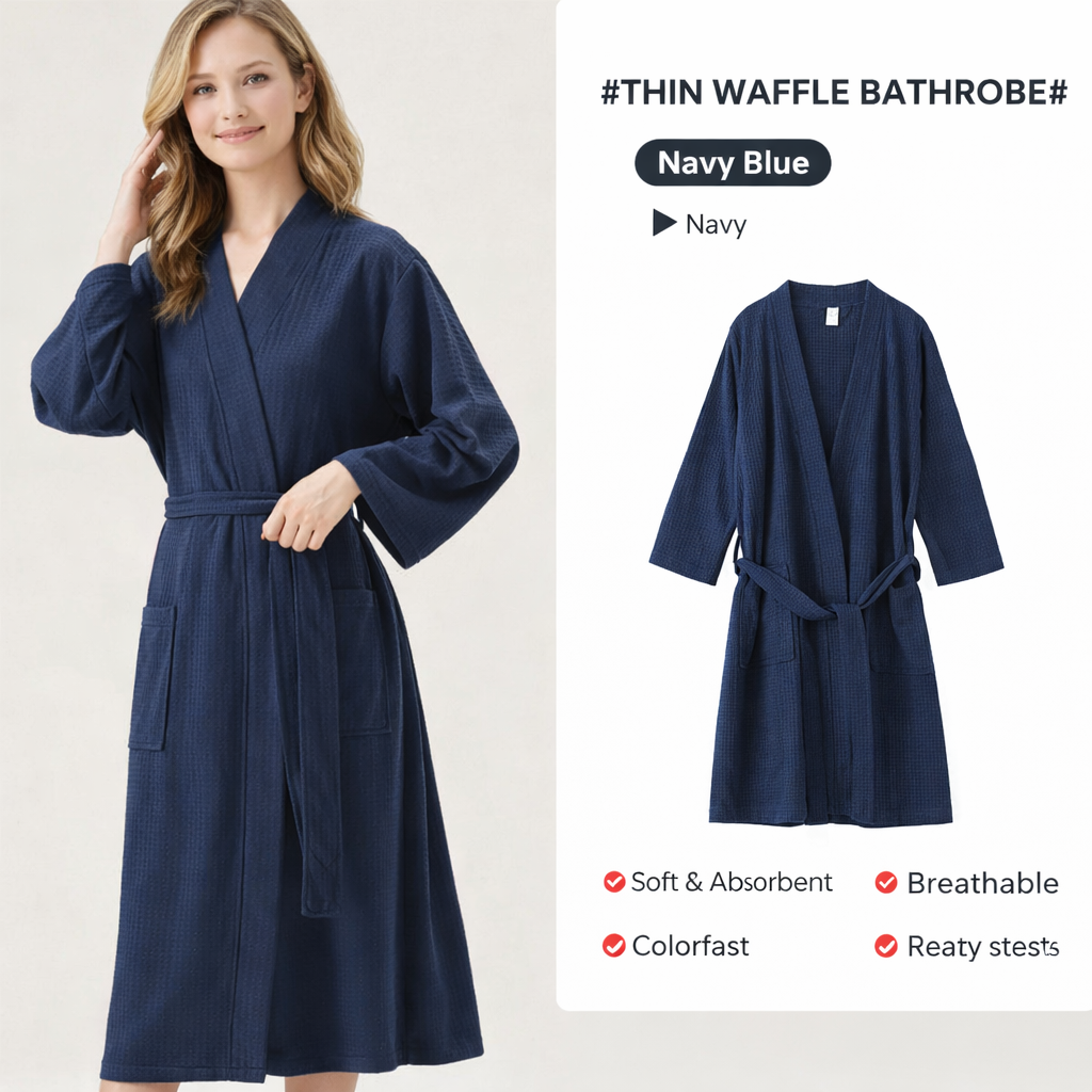 CozyNest Unisex Lightweight Reversible Waffle Robe for Home & Spa