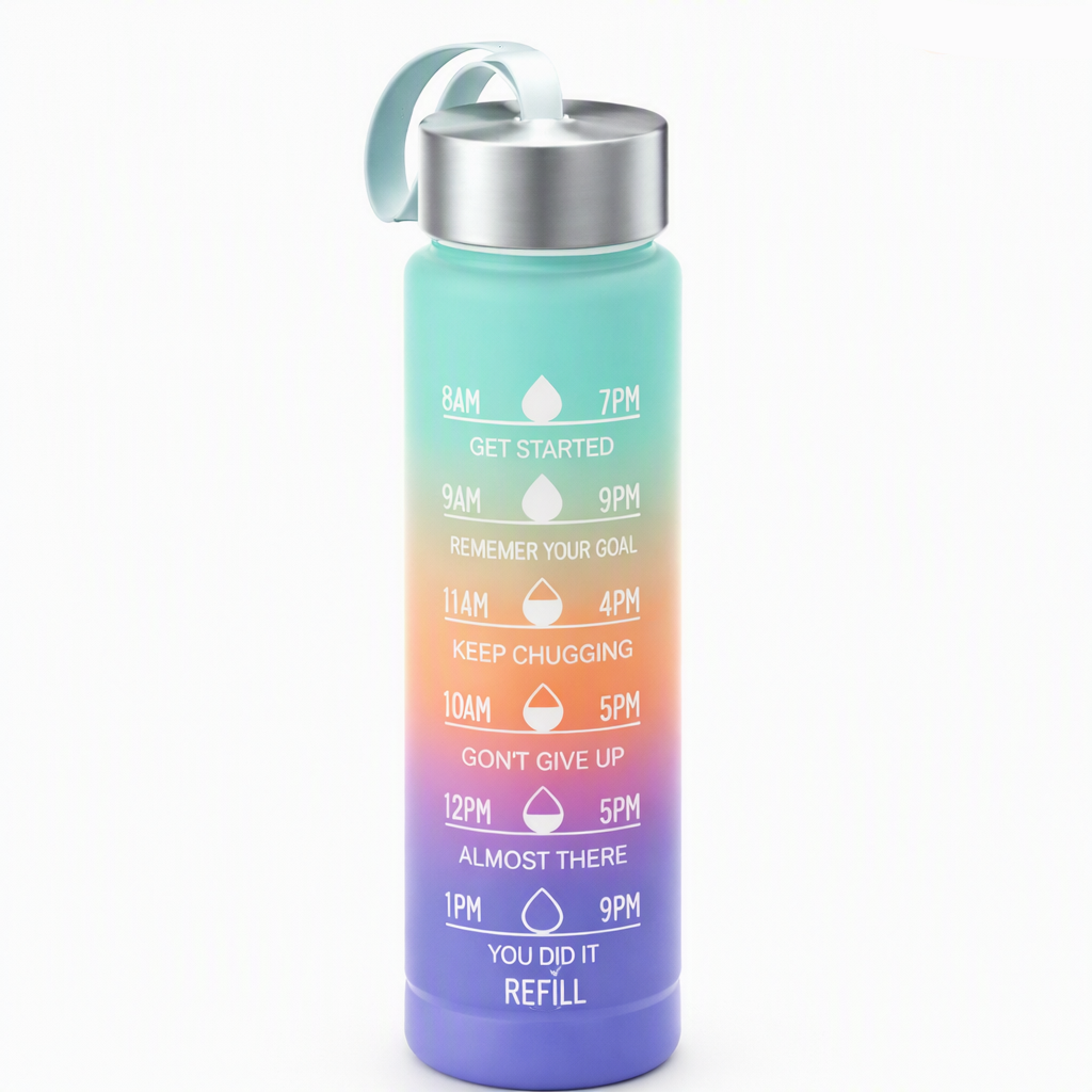 AquaGlow – Stylish Gradient Water Bottle with Straw