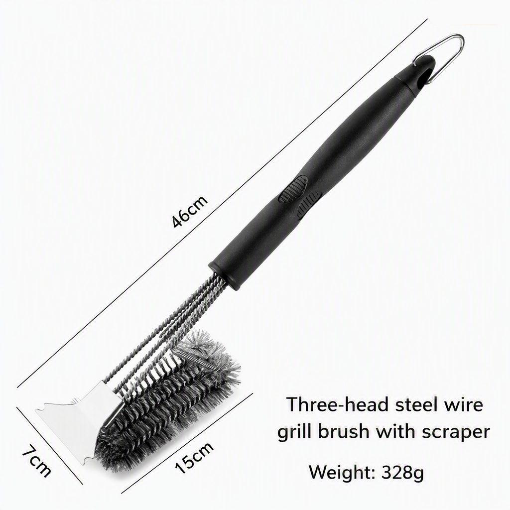 SafeClean Pro - Bristle-Free BBQ Brush with Wide Scraper
