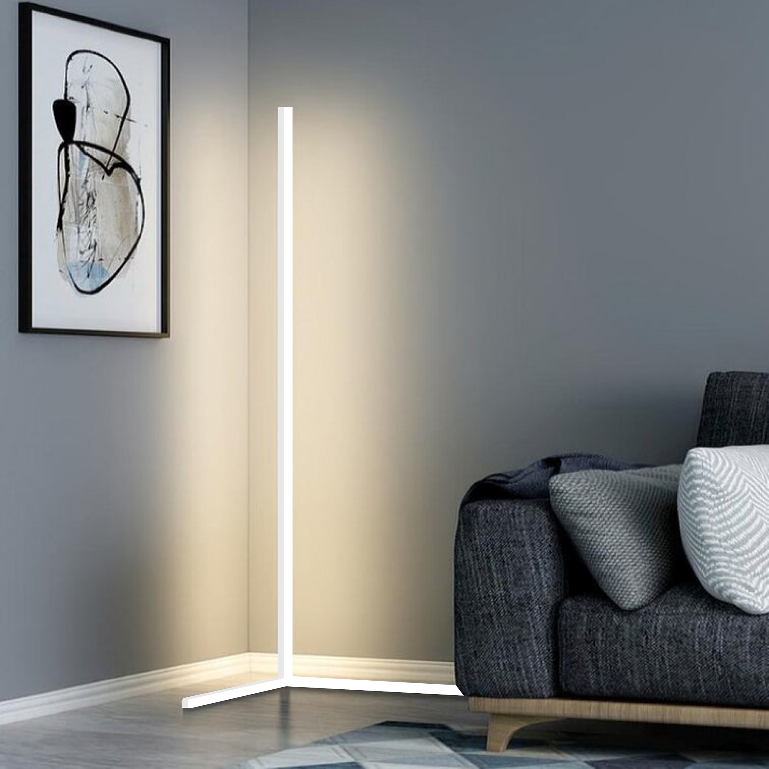 Remote-Controlled LED Corner Lamp with Modern Design
