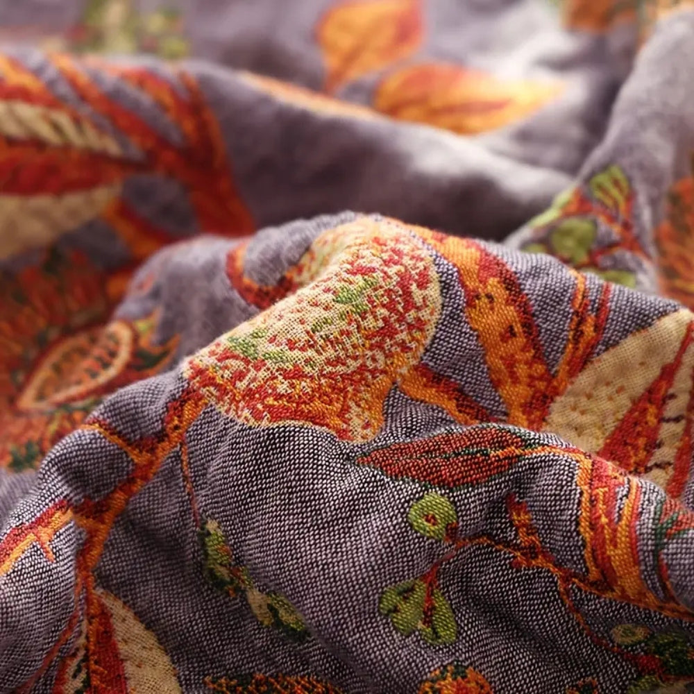 Elegant Reversible Floral Throw Blanket with Tassels