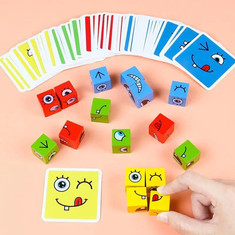 3D Face Puzzle Wooden 16 Blocks & 64 Cards