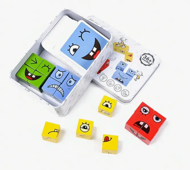 3D Face Puzzle Wooden 16 Blocks & 64 Cards
