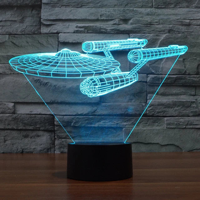 3D Illusion Lamp Floating Spaceship Multicolor LED USB Powered