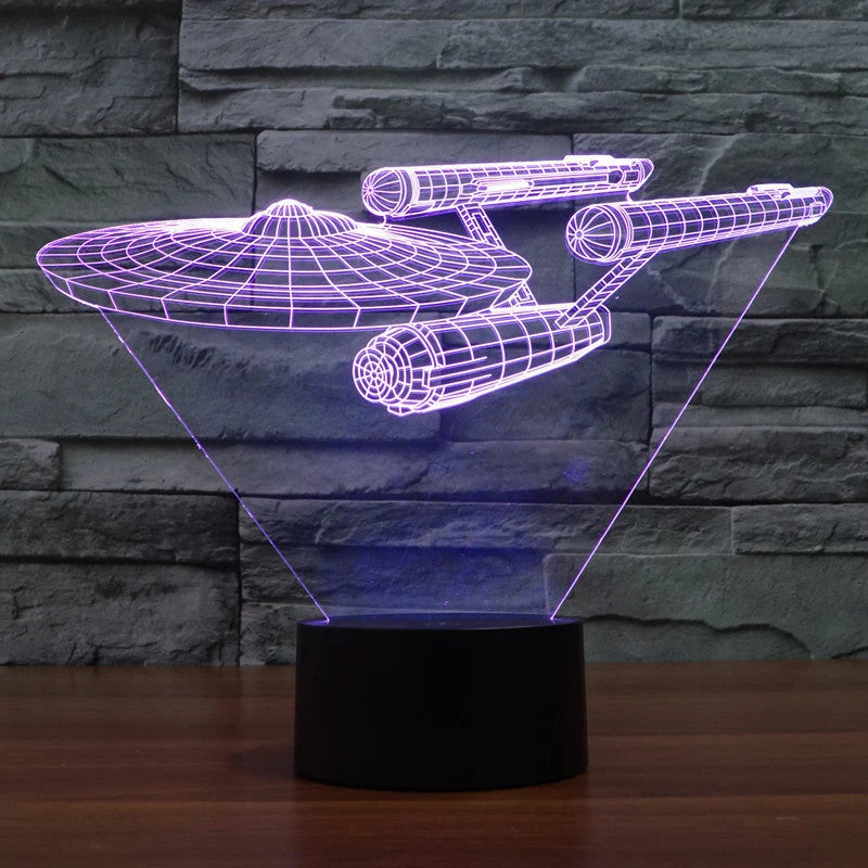 3D Illusion Lamp Floating Spaceship Multicolor LED USB Powered