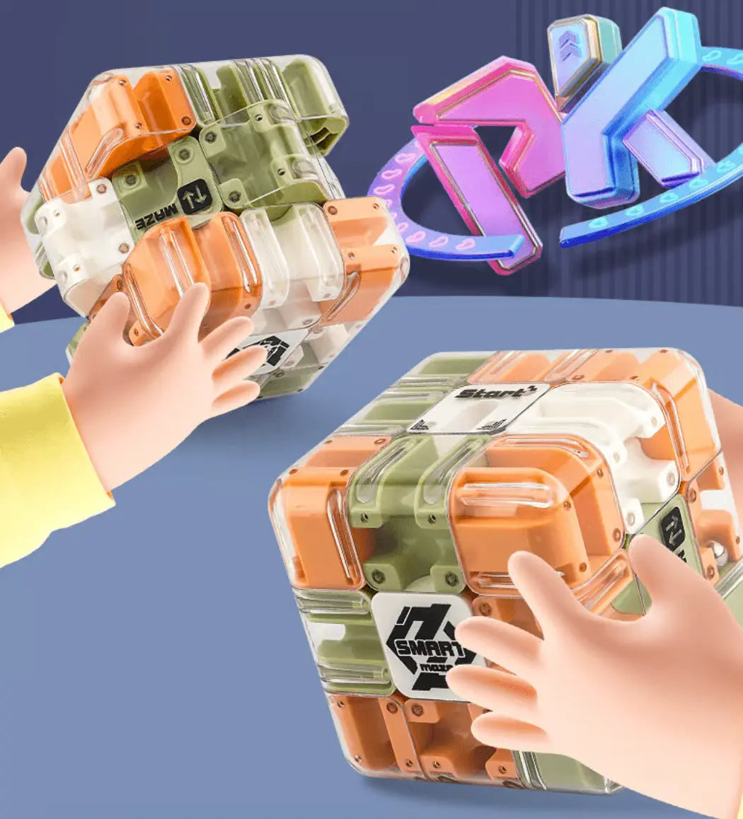 3D Maze Cube Transparent ABS Stainless Steel Ball