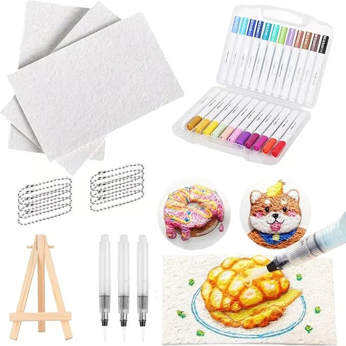 3D Painting Kit Moisture-Reactive Paper & Watercolor Pencils