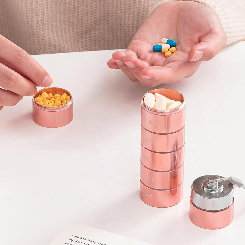 7-Day Pill Organizer Waterproof Aluminum Secure Twist Lock