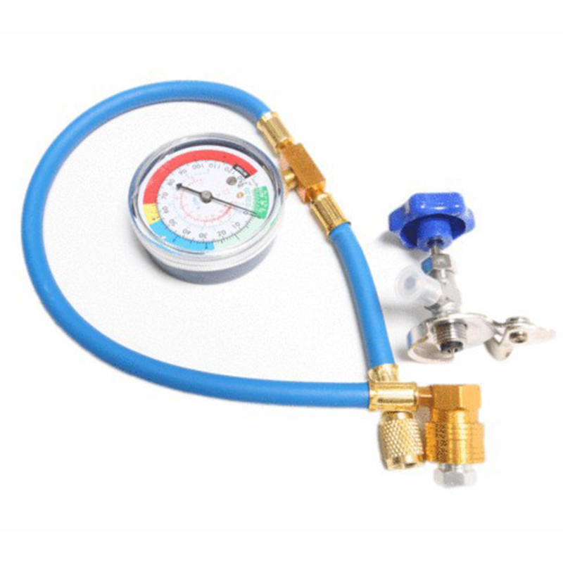 AC Refill Hose Universal Refrigerant Color-Coded Gauge Quick-Connect Fittings