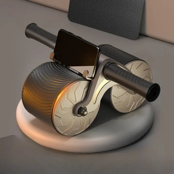 Ab Wheel Automatic Return Phone Holder & Non-Slip Handles