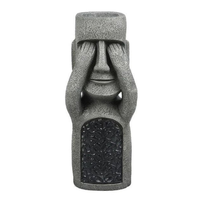 Abstract Face Planter Integrated Solar LED Weatherproof Stone Finish