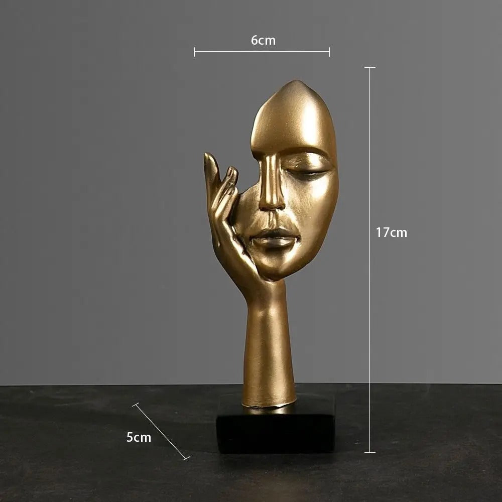 Abstract Face Sculpture Minimalist Resin 17cm