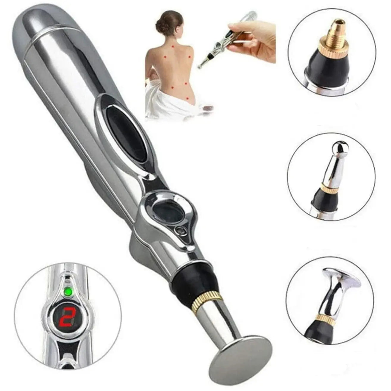 Acupuncture Pen Interchangeable Tips & 9 Intensity Levels