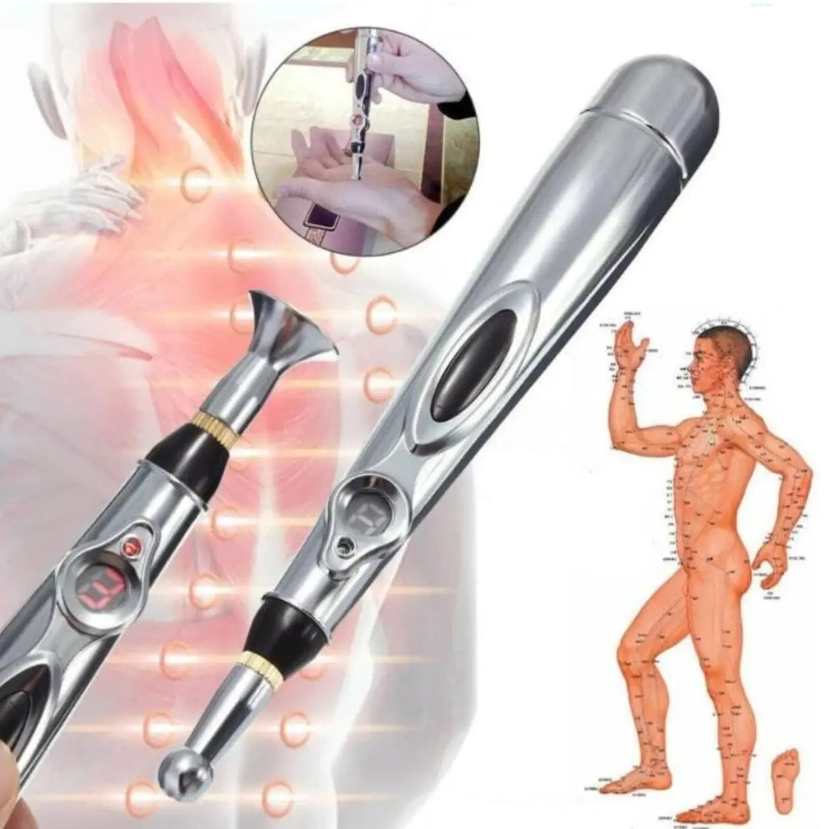Acupuncture Pen Interchangeable Tips & 9 Intensity Levels