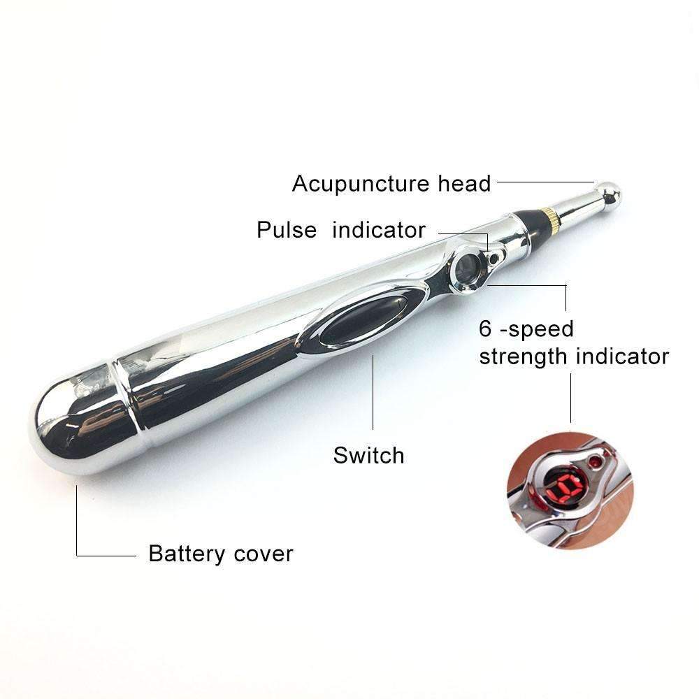 Acupuncture Pen Needle-Free Adjustable Intensity 3 Interchangeable Heads