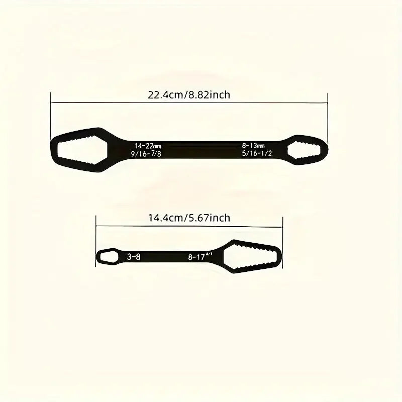 Adjustable Double-Ended Wrench Dual-Range Compact