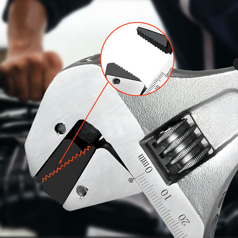 Adjustable Wrench Self-Tightening Ratchet 43 mm Jaw Non-Slip Handle