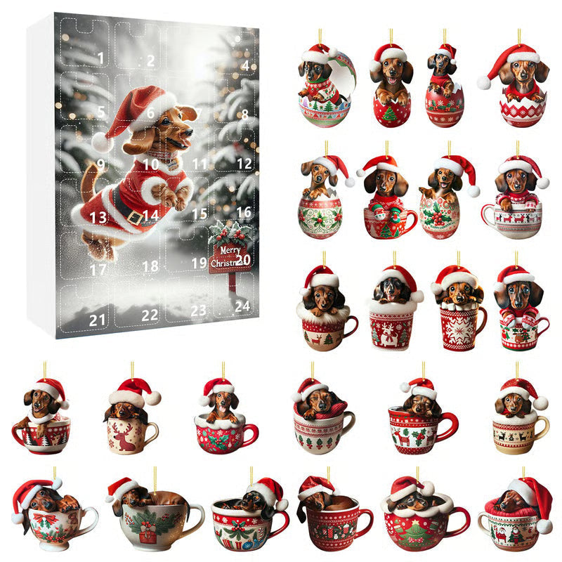 Advent Calendar 24 Dachshund Charms Shatterproof Acrylic