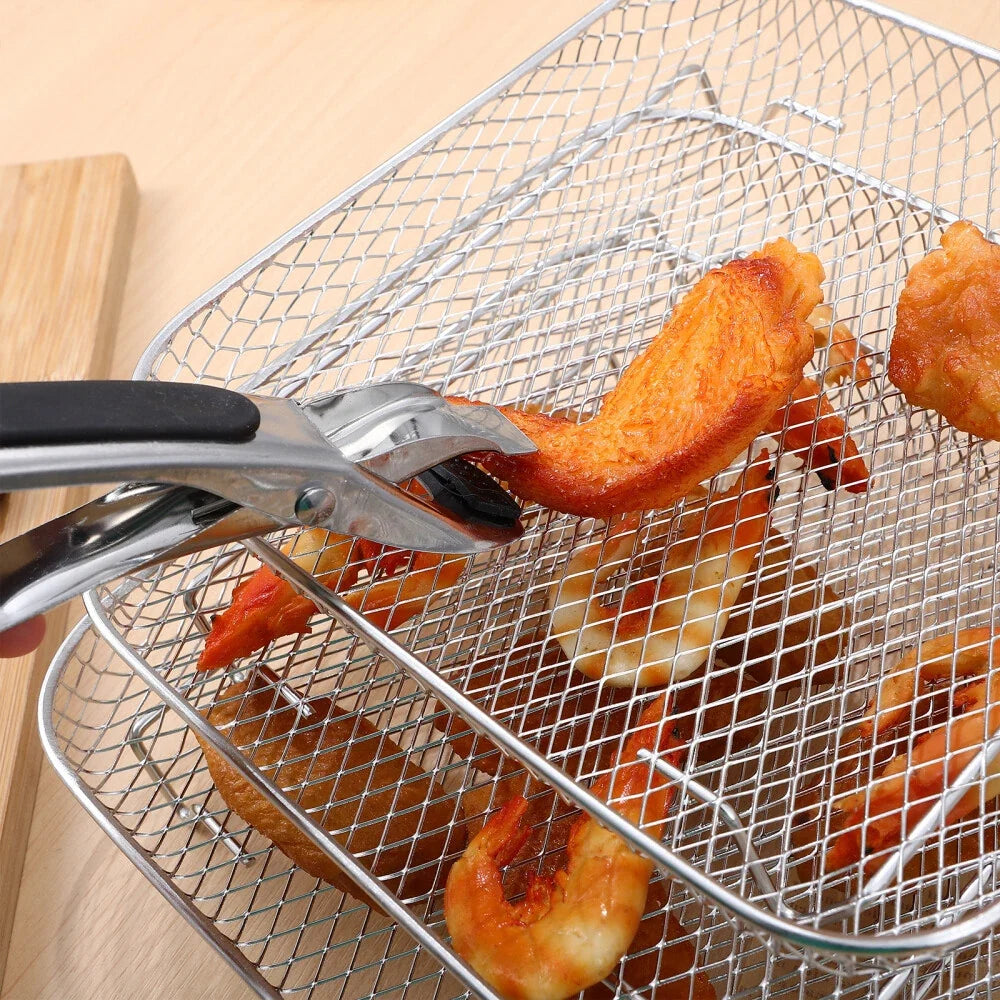 Air Fryer Baskets Stackable Stainless Steel Set With Tongs