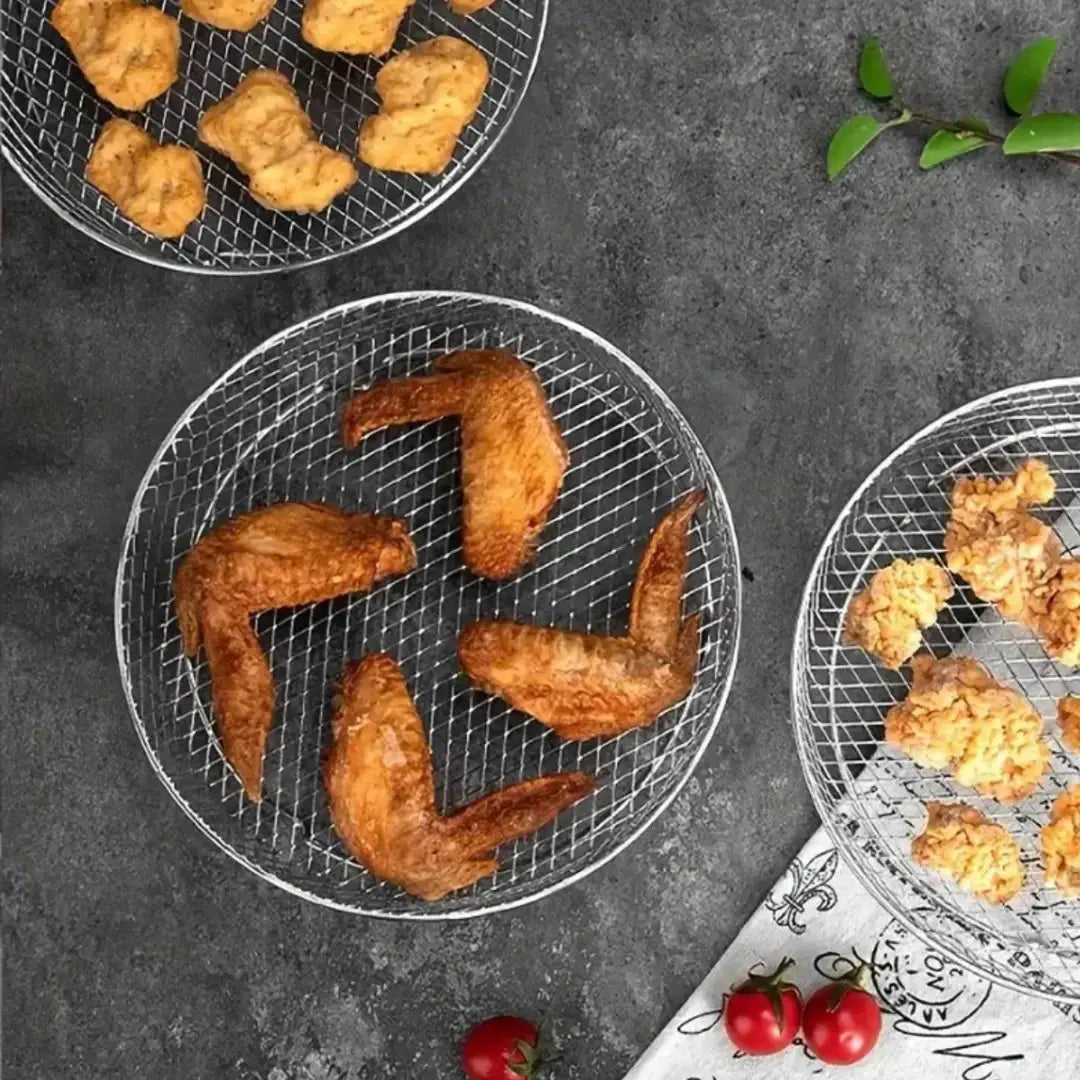 Air Fryer Baskets Stackable Stainless Steel Set With Tongs